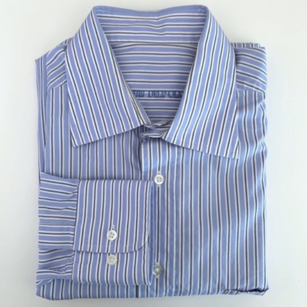 Louis Dell'Olio men's blue/white/gray stripe dress shirt, 16 1/2L, 42